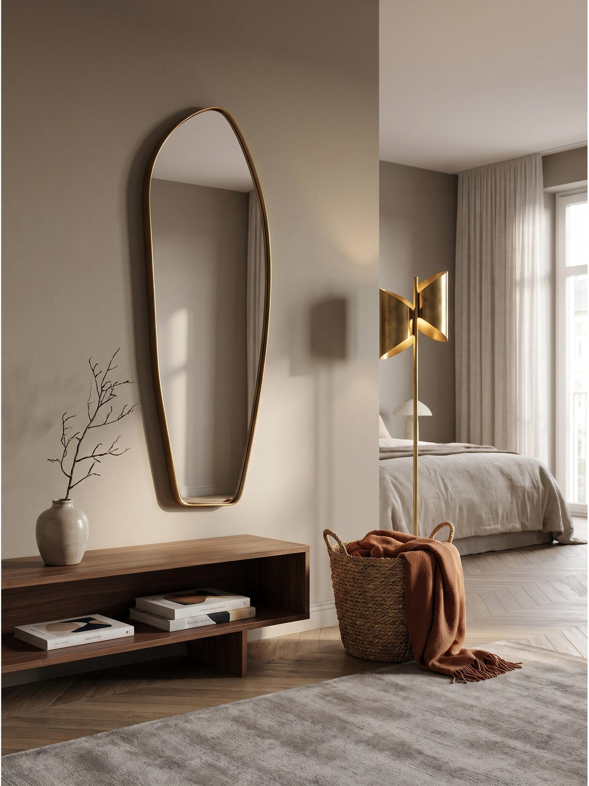 WANDSPIEGEL Asymmetrisch Metall Gold 33x90 cm Modern - Goldfarben, Glas (33/90/3cm) - KADIMA DESIGN