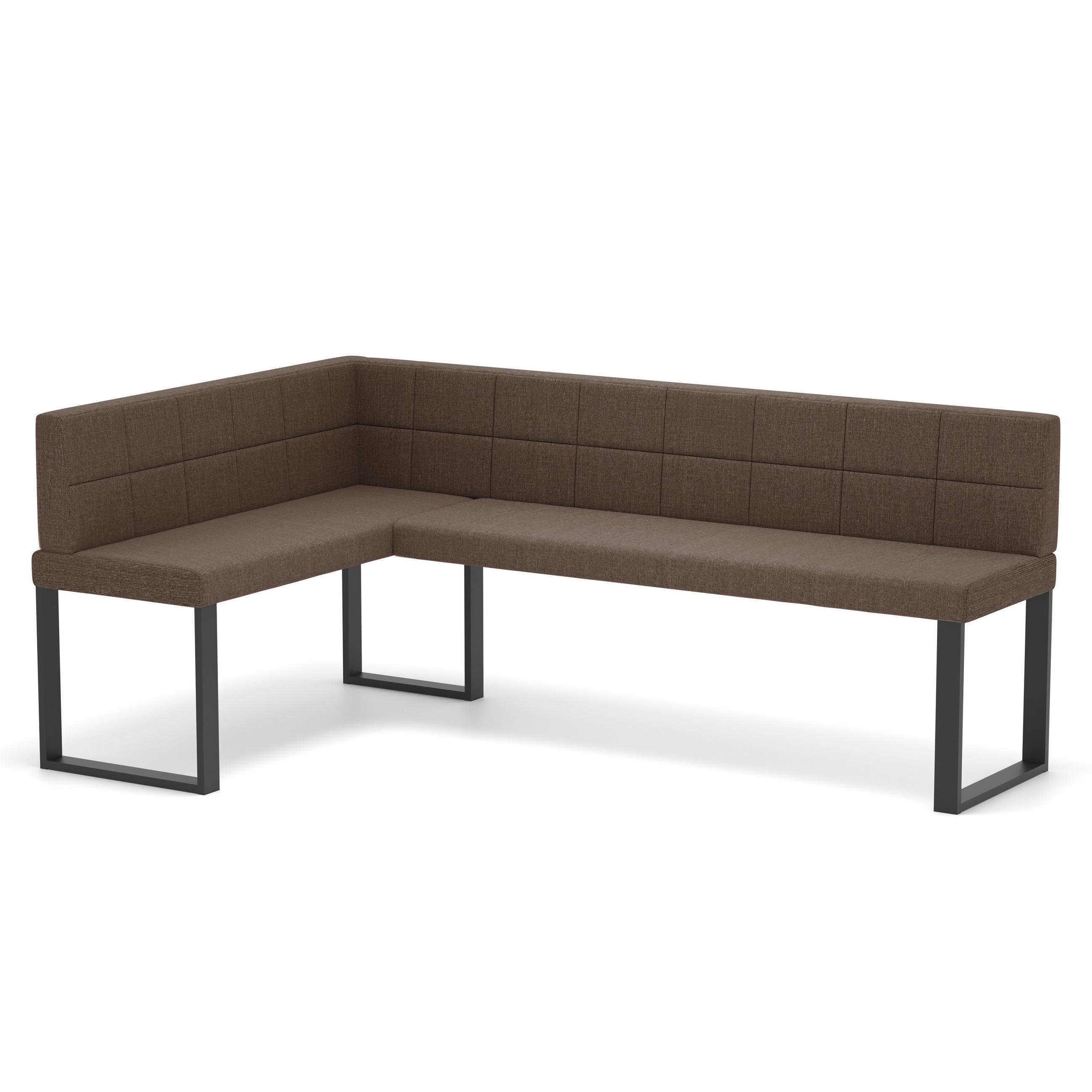 ECKBANK links SANA U Webstoff gesteppt, 128/168 cm Braun - Braun, Textil/Metall (128/168cm) - Idohome