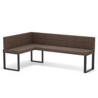 ECKBANK links SANA U Webstoff gesteppt, 128/168 cm Braun - Braun, Textil/Metall (128/168cm) - Idohome