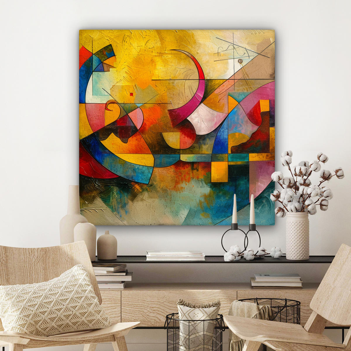 LEINWANDBILD Kunst - Abstrakt - Modern Deko Groß 90x90 cm - Gelb, Textil (90/90cm) - MuchoWow