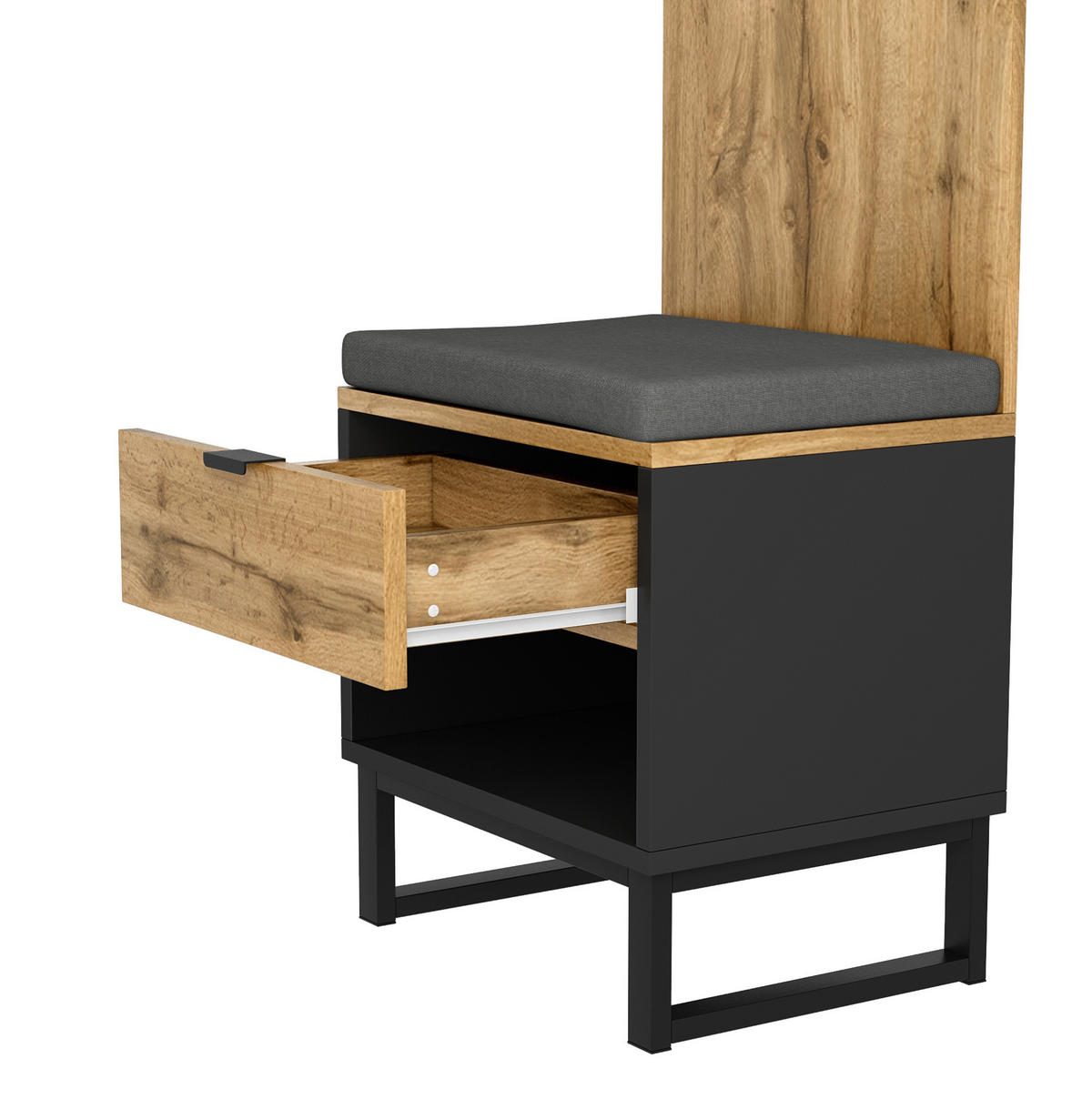 GARDEROBENSCHRANK 65/38/180 cm aus Spanplatte mit Kleiderstange und Schublade Natur/Schwarz - Naturfarben, Holzwerkstoff (38/65/180cm) - Modenvie