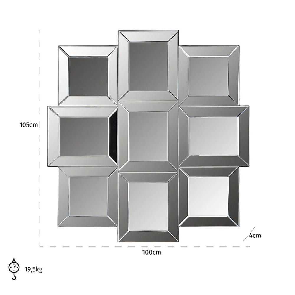 WANDSPIEGEL Xeon 100 x 105 cm, Silber - Silberfarben, Glas/Metall (100/105/4cm) - Richmond