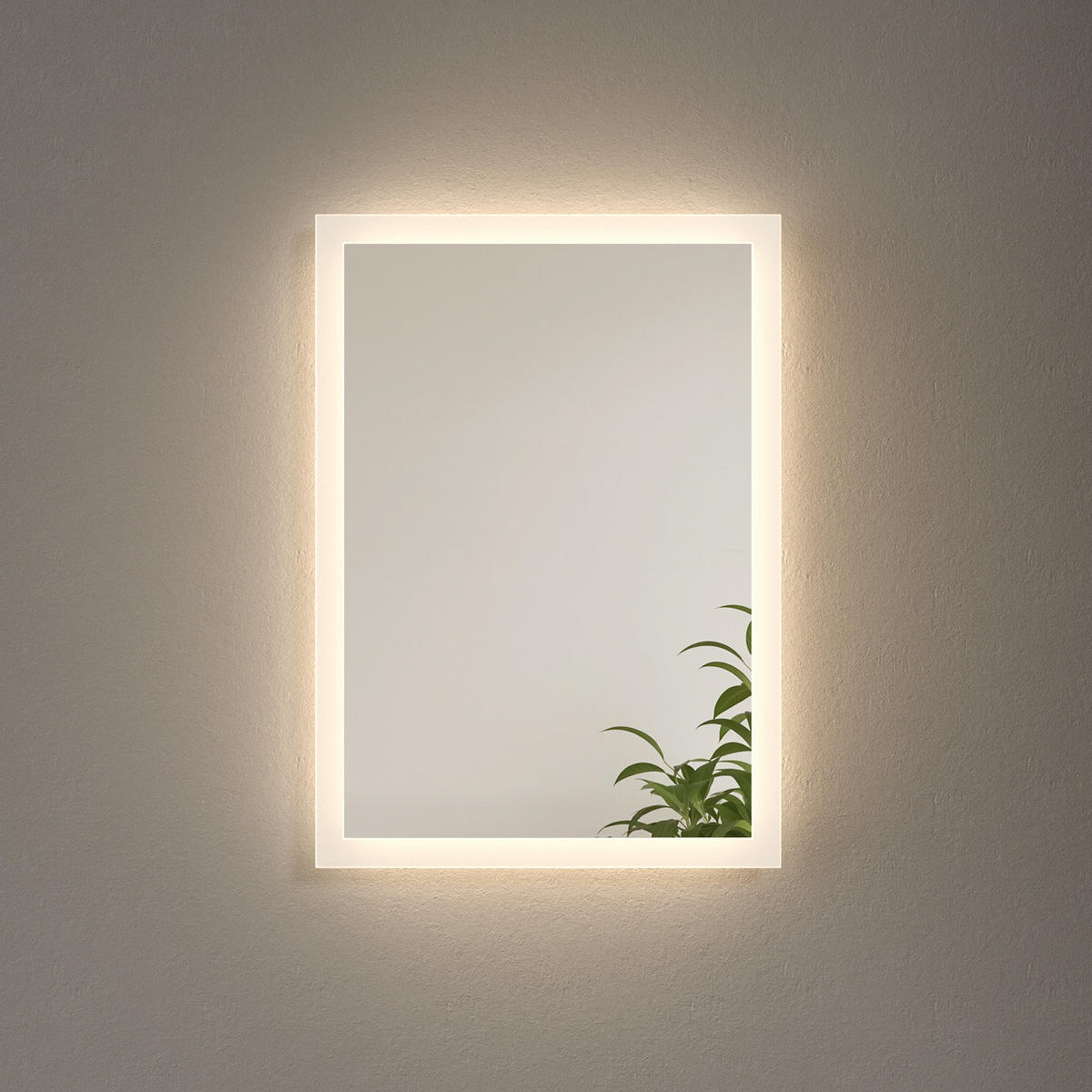 BADSPIEGEL mit Umweltfreundlicher Silberspiegel Beleuchtung 70/50/3,5 cm - Weiß, Glas (50/3.5/70cm) - EMKE