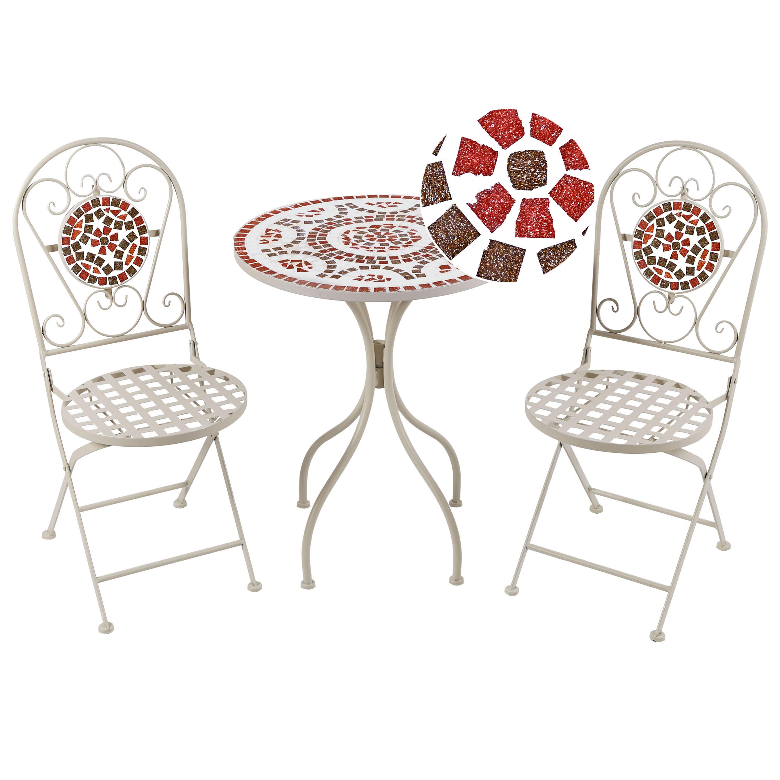 BISTRO-SET 2-Sitzer Weiß Spello - Rot/Weiß, Metall - Beliani