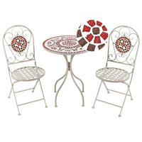 BISTRO-SET 2-Sitzer Weiß Spello - Rot/Weiß, Metall - Beliani