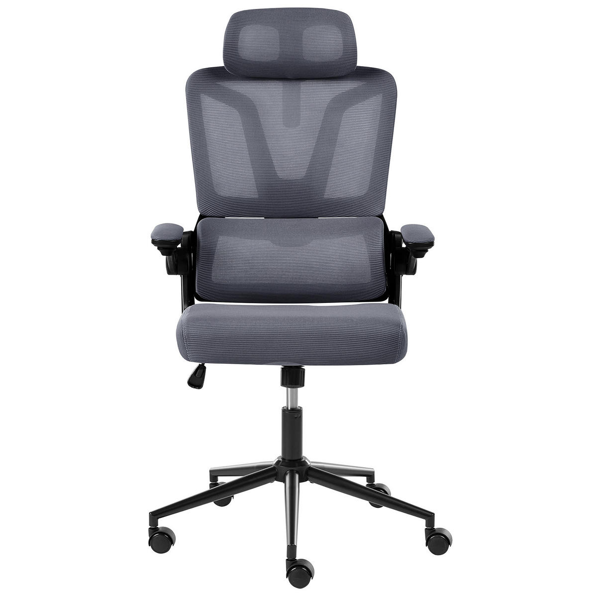 BÜROSTUHL Dunkelgrau Kryos - Dunkelgrau, Textil (64/116/64cm) - Beliani