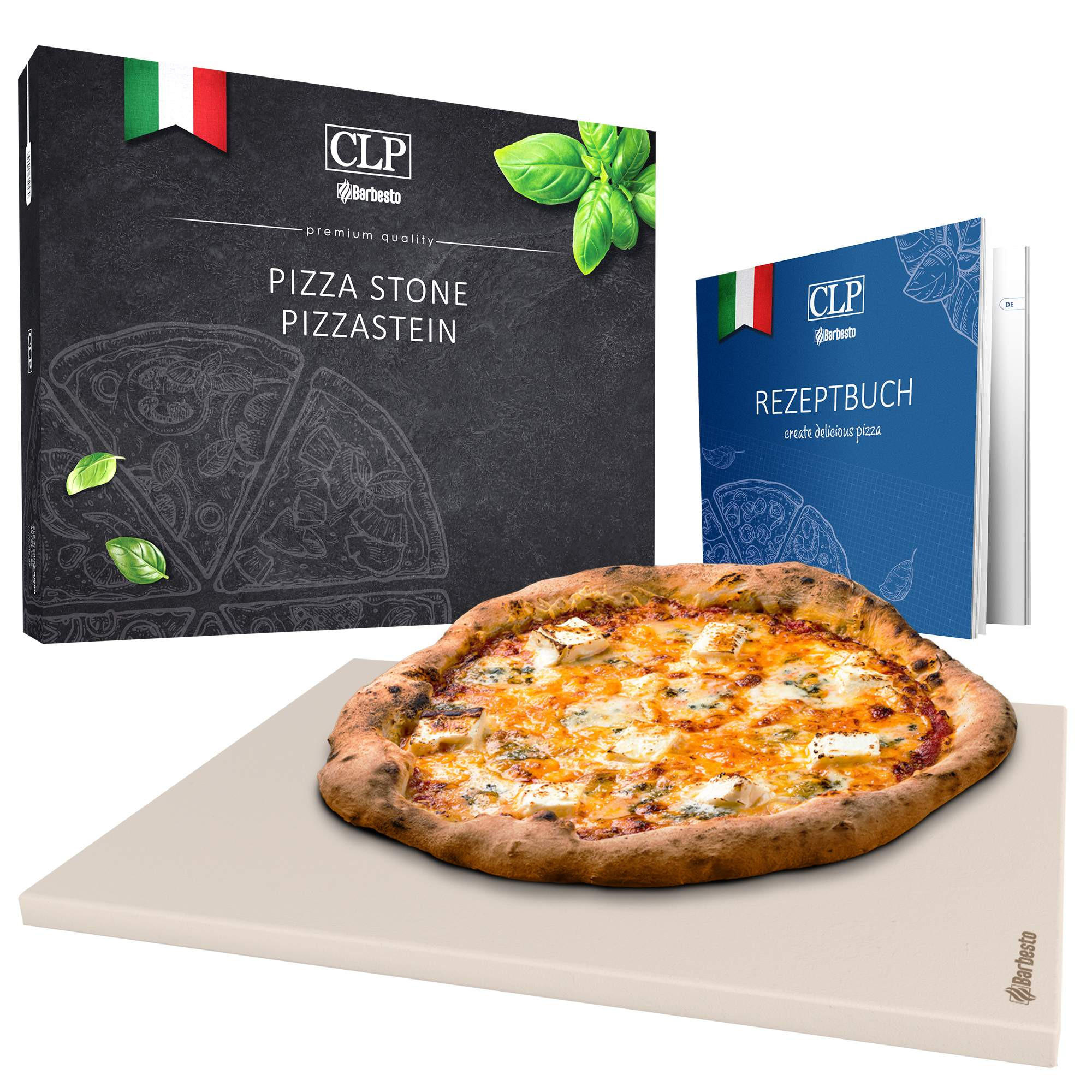 PIZZASTEIN 30x38x1,5 cm - Weiß, Stein (38/1.5/30cm) - CLP