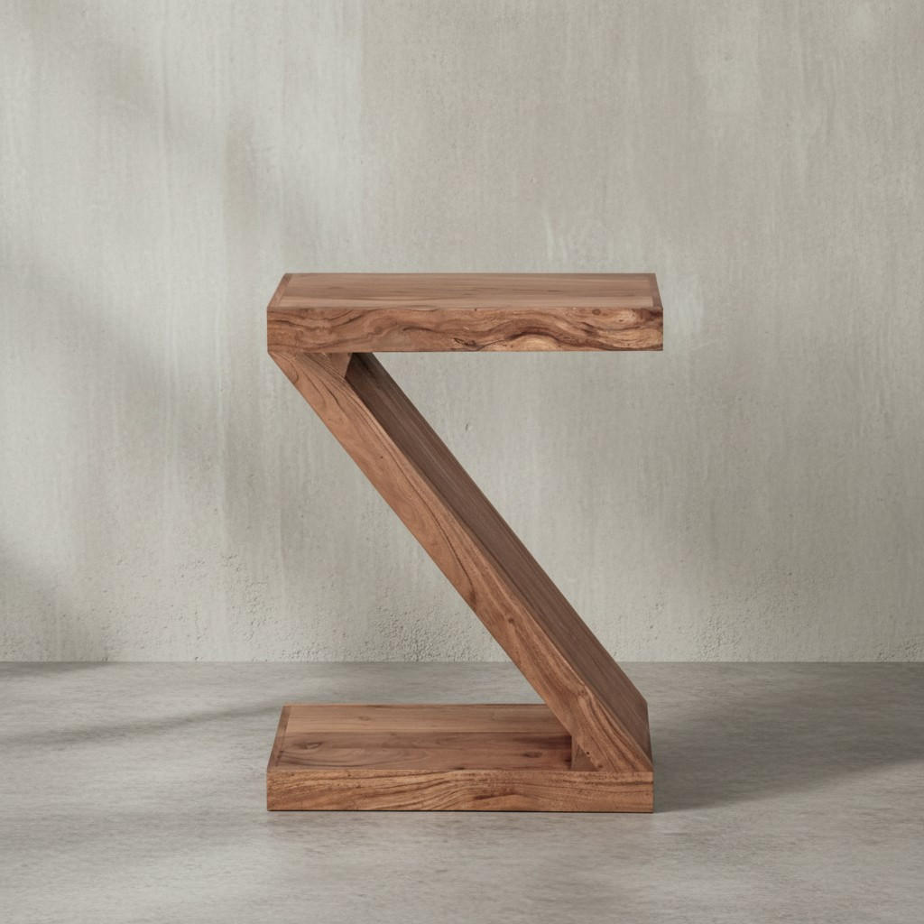 BEISTELLTISCH Massivholz Z-Form Handgefertigt, Beige 44x30x59 cm - Beige, Holz (30/44/59cm) - KADIMA DESIGN