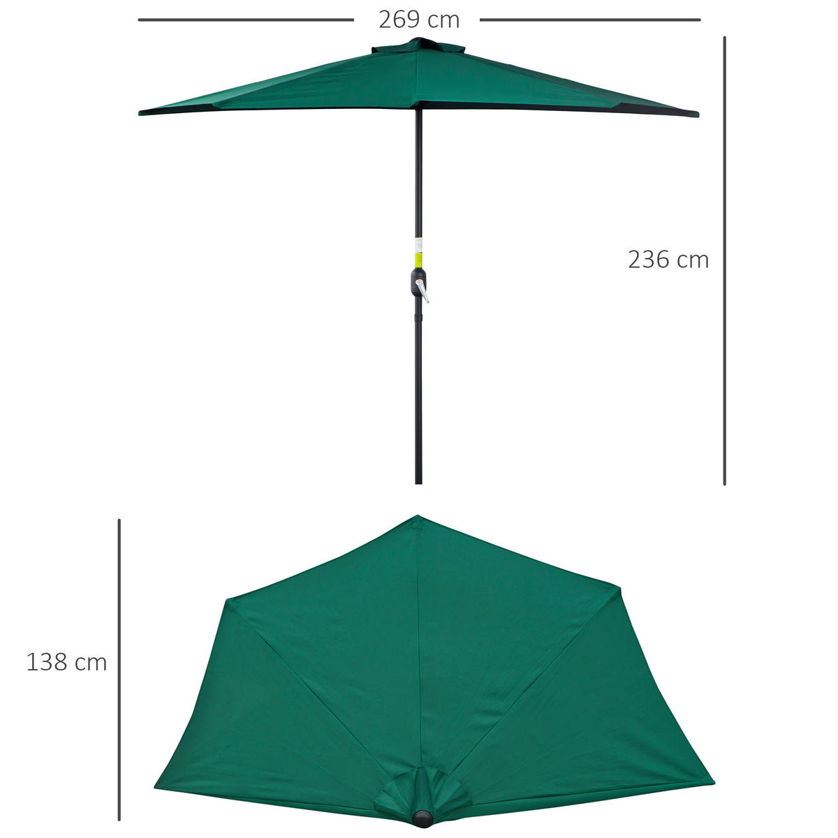 HALBSCHIRM Grün 269/138/236 cm - Grün, Metall (269/138cm) - PANGIVO