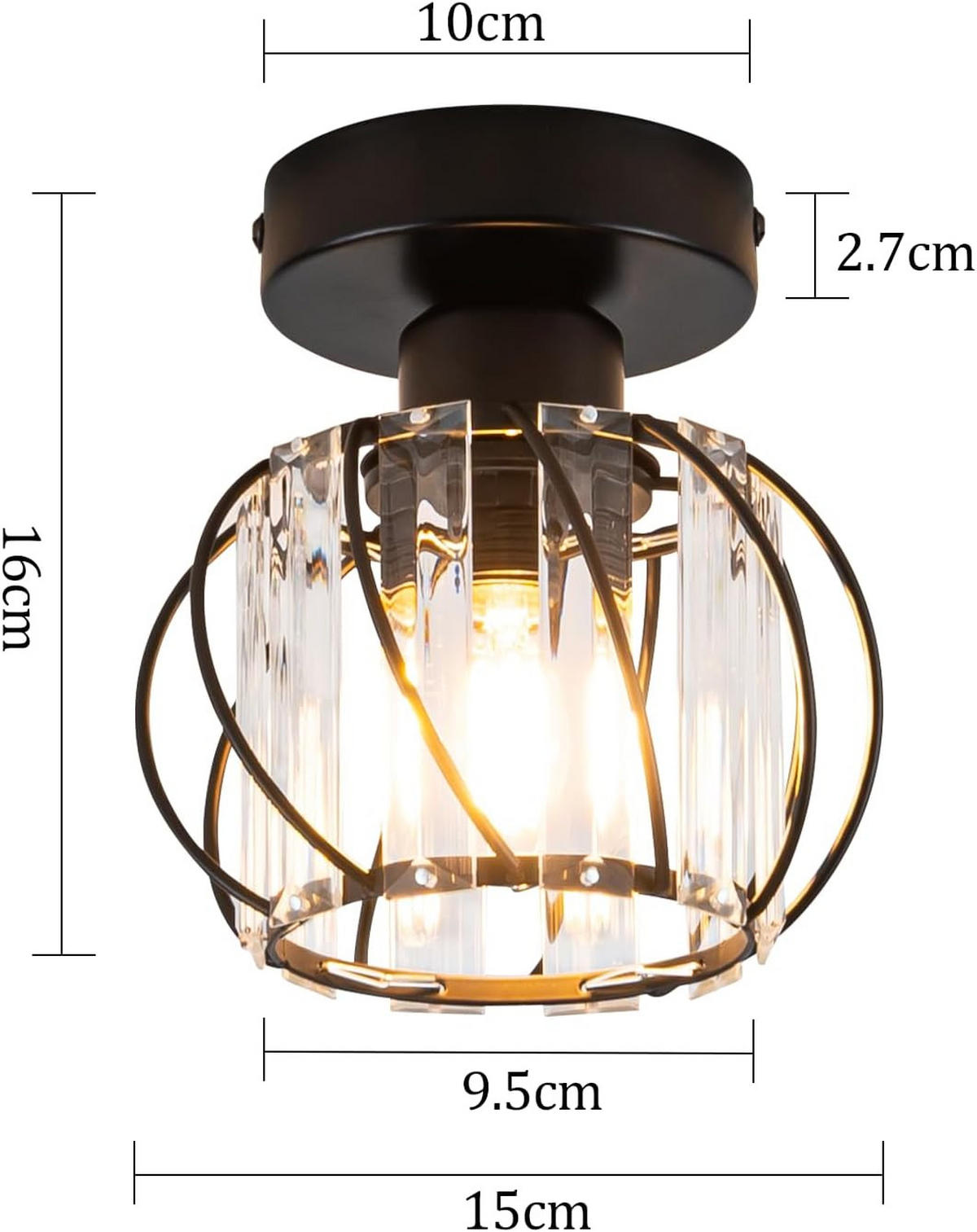 LED-DECKENLEUCHTE Welsar 16/15/15 cm - Schwarz, Metall (16/15/15cm) - ZMH