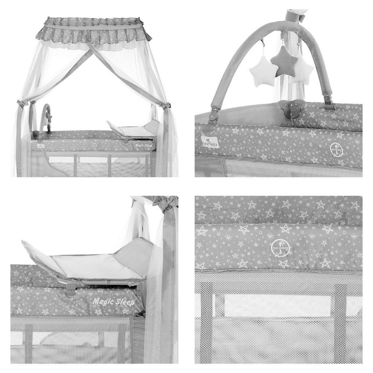 REISEBETT Magic Sleep hellblau 2 Ebenen Baldachin Mobile Wickelauflage faltbar - Blau/Hellblau, Kunststoff (60/120cm) - Lorelli