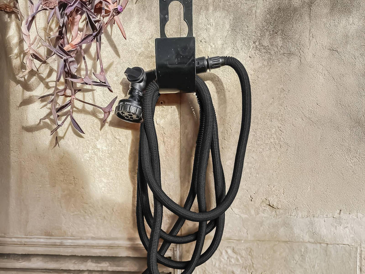 GARTENSCHLAUCH SET Deluxe Flexschlauch 15m schwarz mit Premium Handbrause - Schwarz, Textil (1500cm) - by Benson