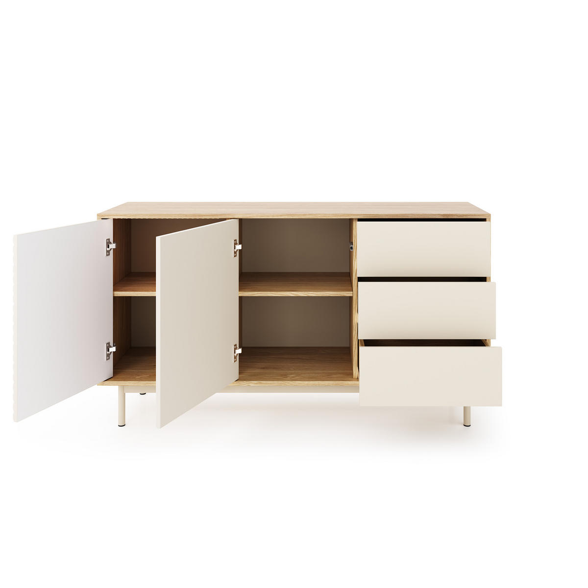 KOMMODE Terra mit 2 Türen und 3 Schubladen, Kaschmir/geölte Eiche - Kaschmir, Holzwerkstoff/Metall (140/77/40cm) - Beautysofa