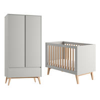 POKOJ PRO MIMINKO 2DÍLNÝ Swing Šedá a dřevo - šedá, kompozitní dřevo (124/89/66cm) - Petits-meubles