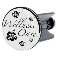 WASCHBECKENSTÖPSEL Wellness Oase - Weiß, Kunststoff/Metall (4/7/7cm) - Sanilo