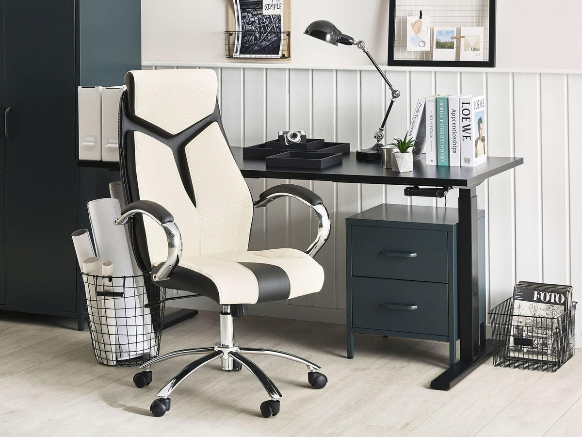 BÜROSTUHL Polyester Beige Formula - Beige, Kunststoff/Textil (63/115/72cm) - Beliani