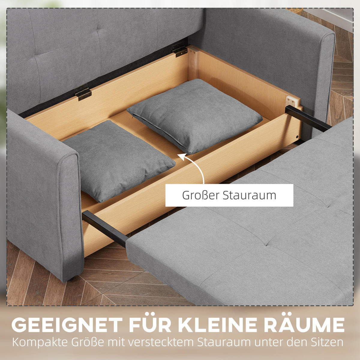 SCHLAFSOFA, Polyester, Holz, Grau - Grau, Holzwerkstoff/Kunststoff (101/81/152cm) - HOMCOM