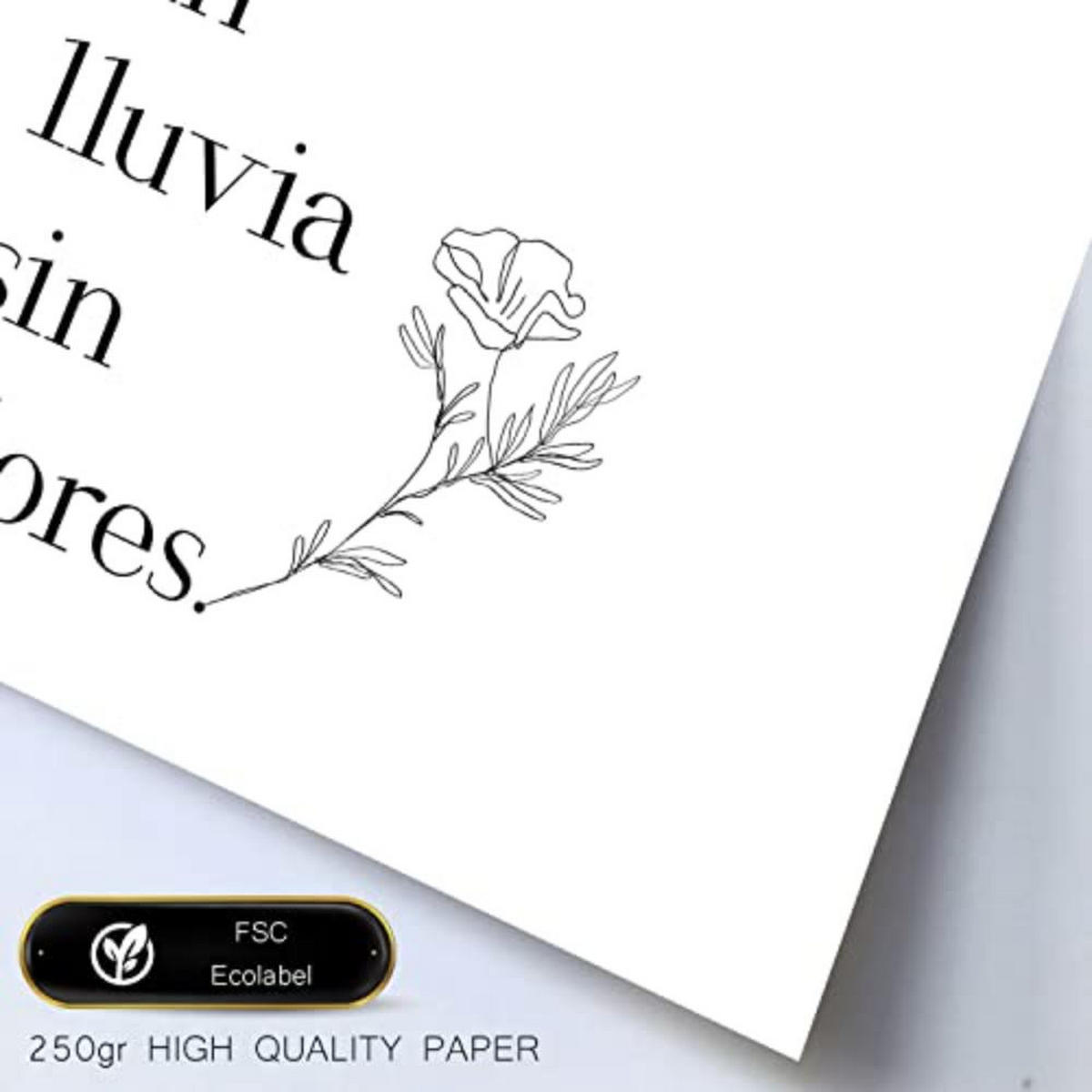 POSTER Set mit 4 Glücklich TypografieStil A4 Weißer Rahmen - Weiß, Papier (29.7/3cm) - Nacnic