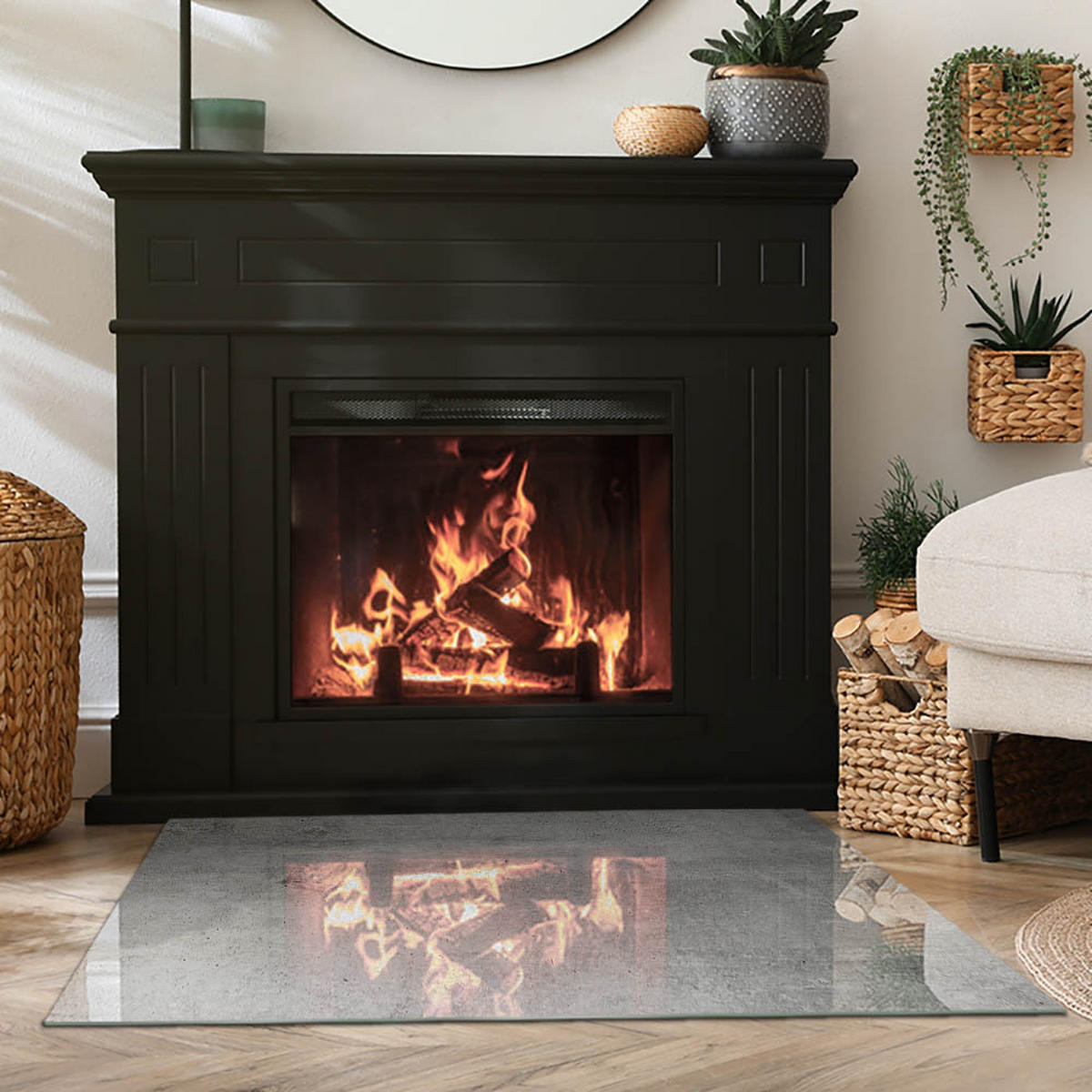 GLASPLATTE für Kamin 100x70 cm - Grau, Glas (100/70/0.4cm) - TULUP