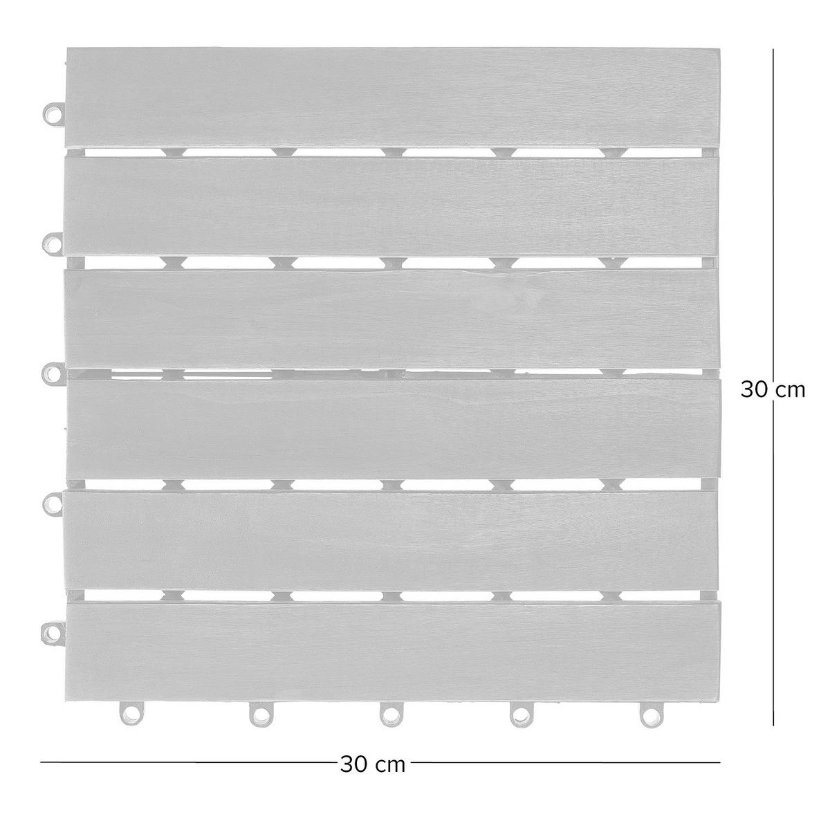 TERRASSENFLIESE - Akazie massiv - 10er-Set - Akaziefarben, Holz/Kunststoff (30/30/2.4cm) - home24