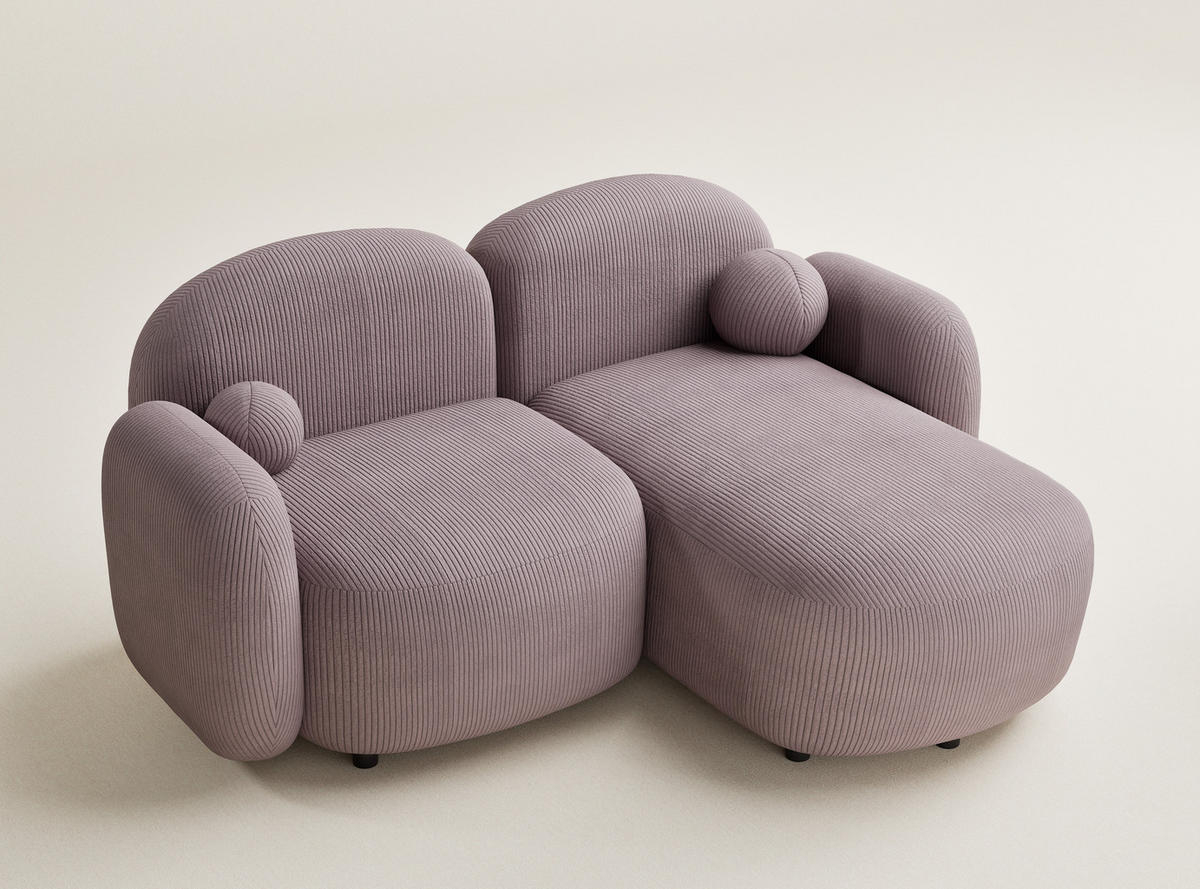 ECKSOFA Bahama Lila Samtstoff - Flieder/Schwarz, Holz/Holzwerkstoff (190/146cm) - Maison de Reve