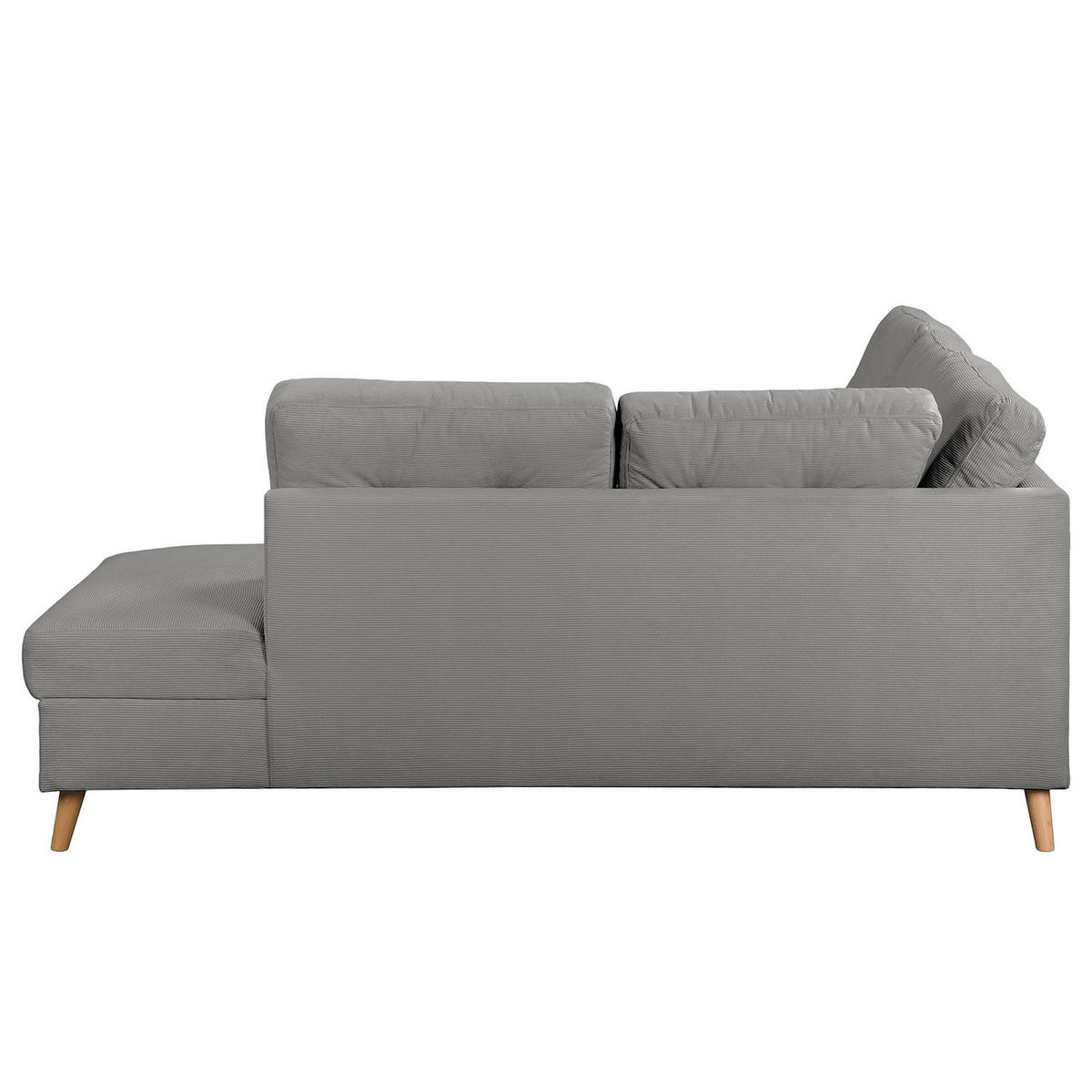 ECKSOFA mit Ottomane - Braun/Grau, Holz/Textil (230/200cm) - home24