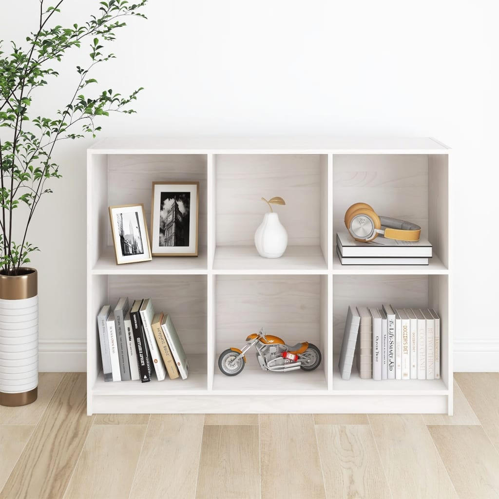 BÜCHERREGAL Weiß 104x33x76 cm Massivholz Kiefer - Weiß, Holz (104/76/33cm) - furnicato
