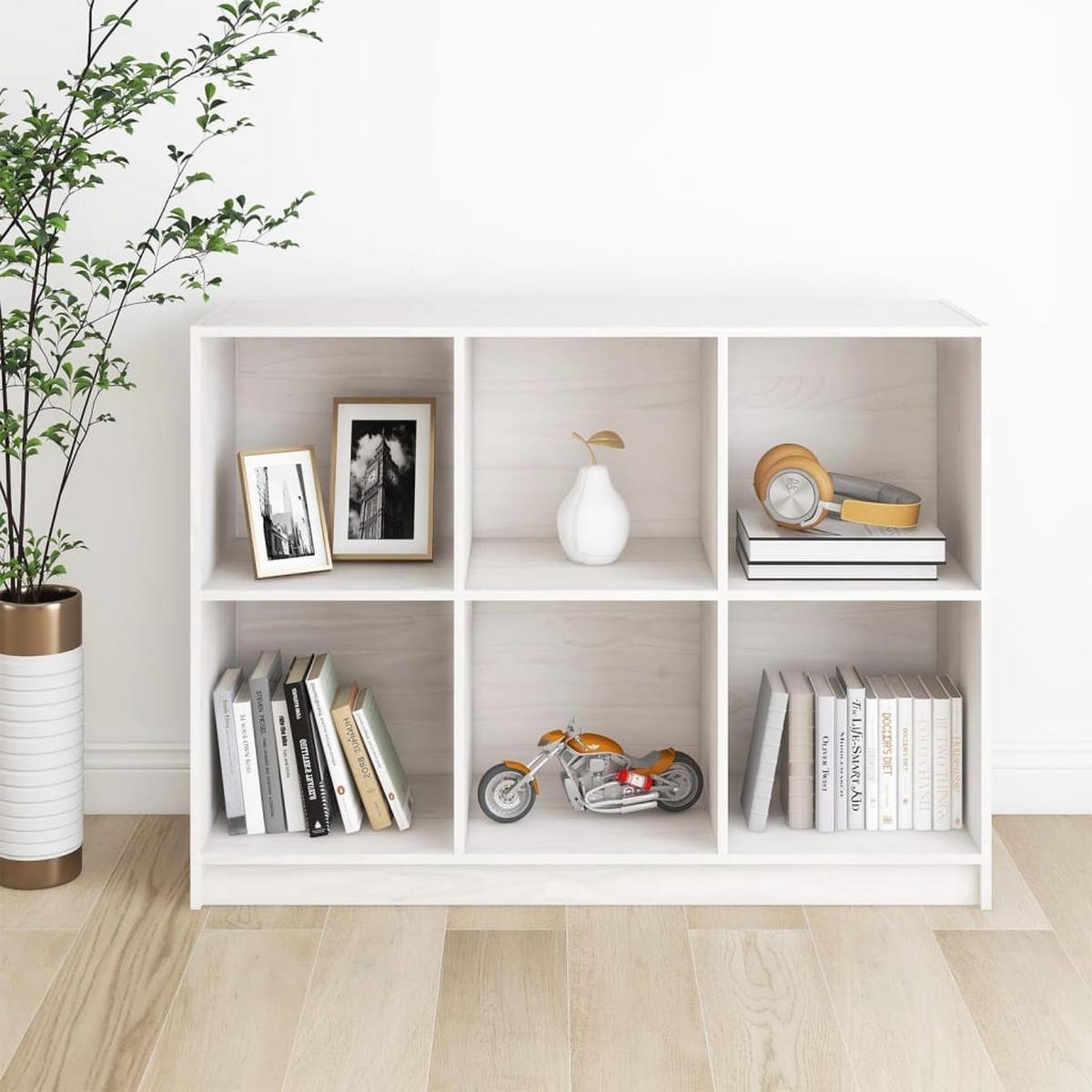 BÜCHERREGAL Weiß 104x33x76 cm Massivholz Kiefer - Weiß, Holz (104/76/33cm) - furnicato