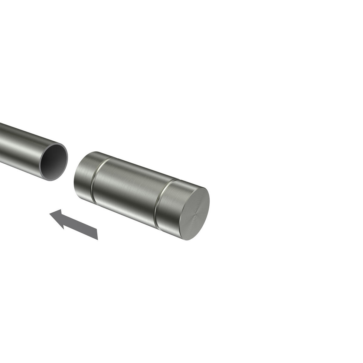 ENDSTÜCKE FÜR GARDINENSTANGEN 20 mm Ø, Elias Edelstahl, Packung 2 Stück - Edelstahlfarben, Metall (6/2.5/2.5cm) - INTERDECO