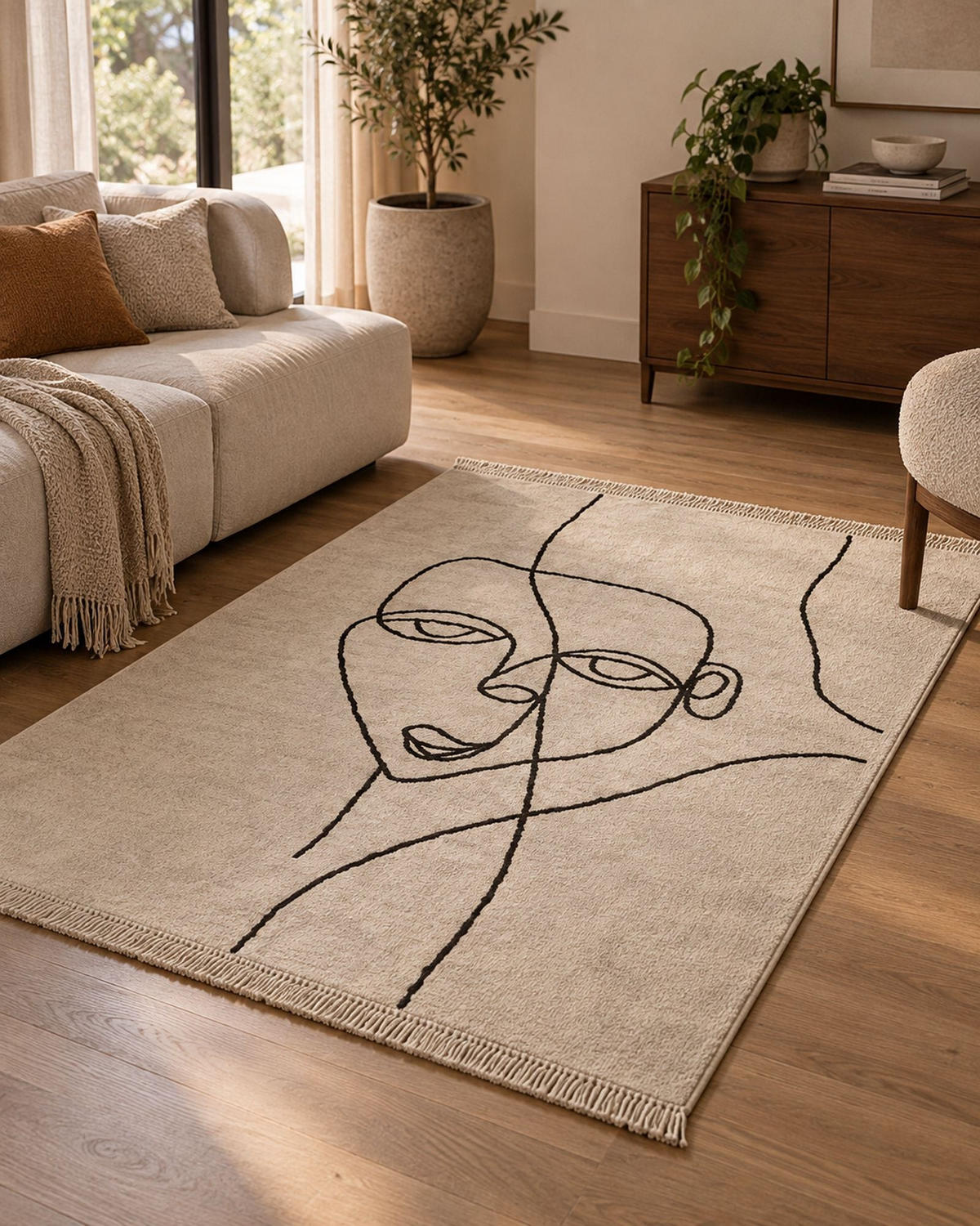 KORTLUGGAD MATTA Nuru 200/140 cm - Beige, Textil (140/200cm) - Beliani
