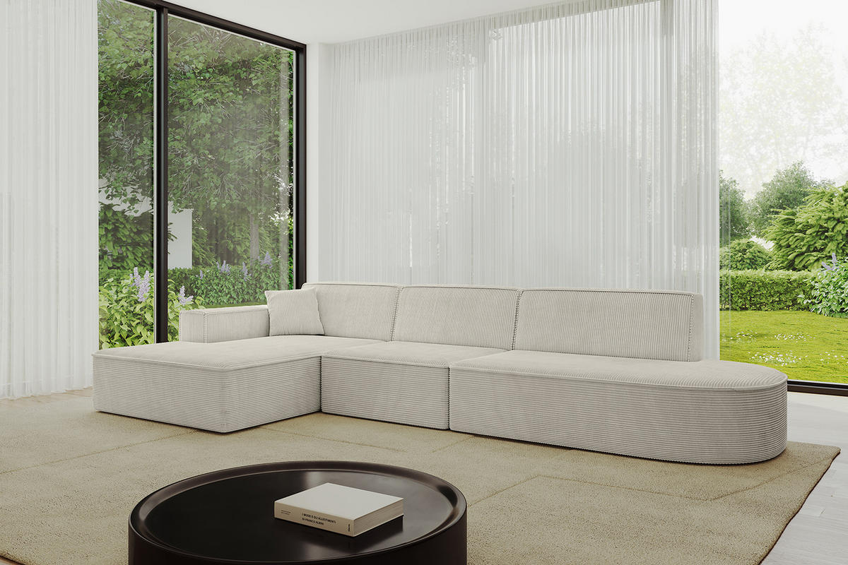 ECKSOFA Ottomane Links IREA-L2-v4 - 318x165x72,5 cm Hellgrau - Hellgrau, Holzwerkstoff/Textil (318/165cm) - ALTDECOR