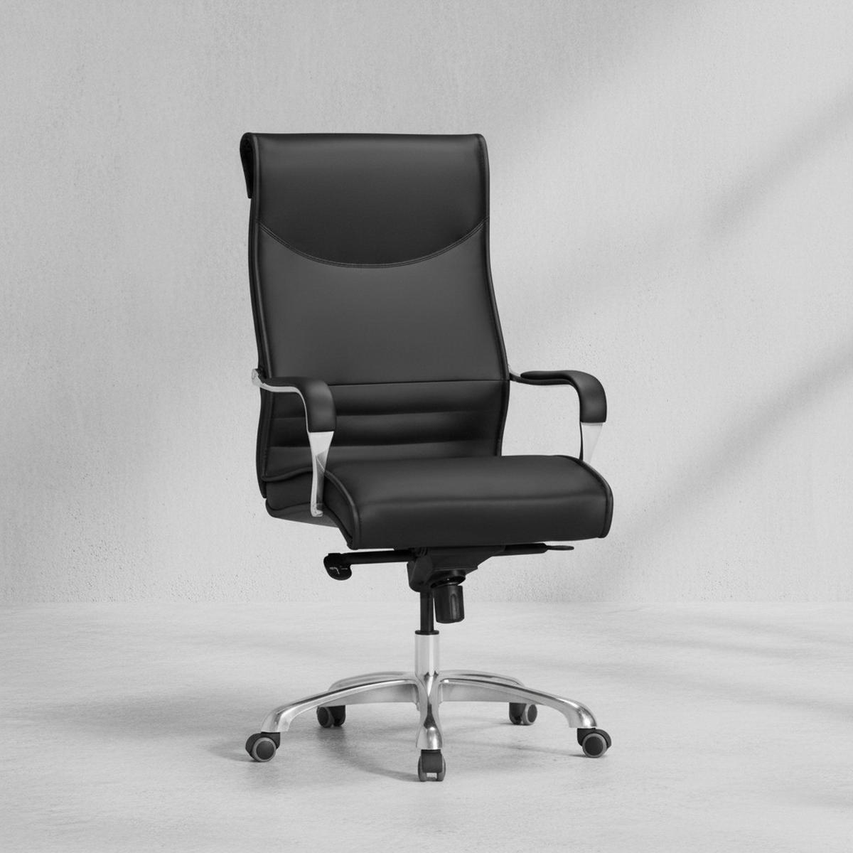 CHEFSESSEL XXL Kunstleder ergonomisch höhenverstellbar bis 150 kg VENGA, Schwarz 61x60x126 cm - Silberfarben/Schwarz, Kunststoff/Textil (61/126/60cm) - KADIMA DESIGN
