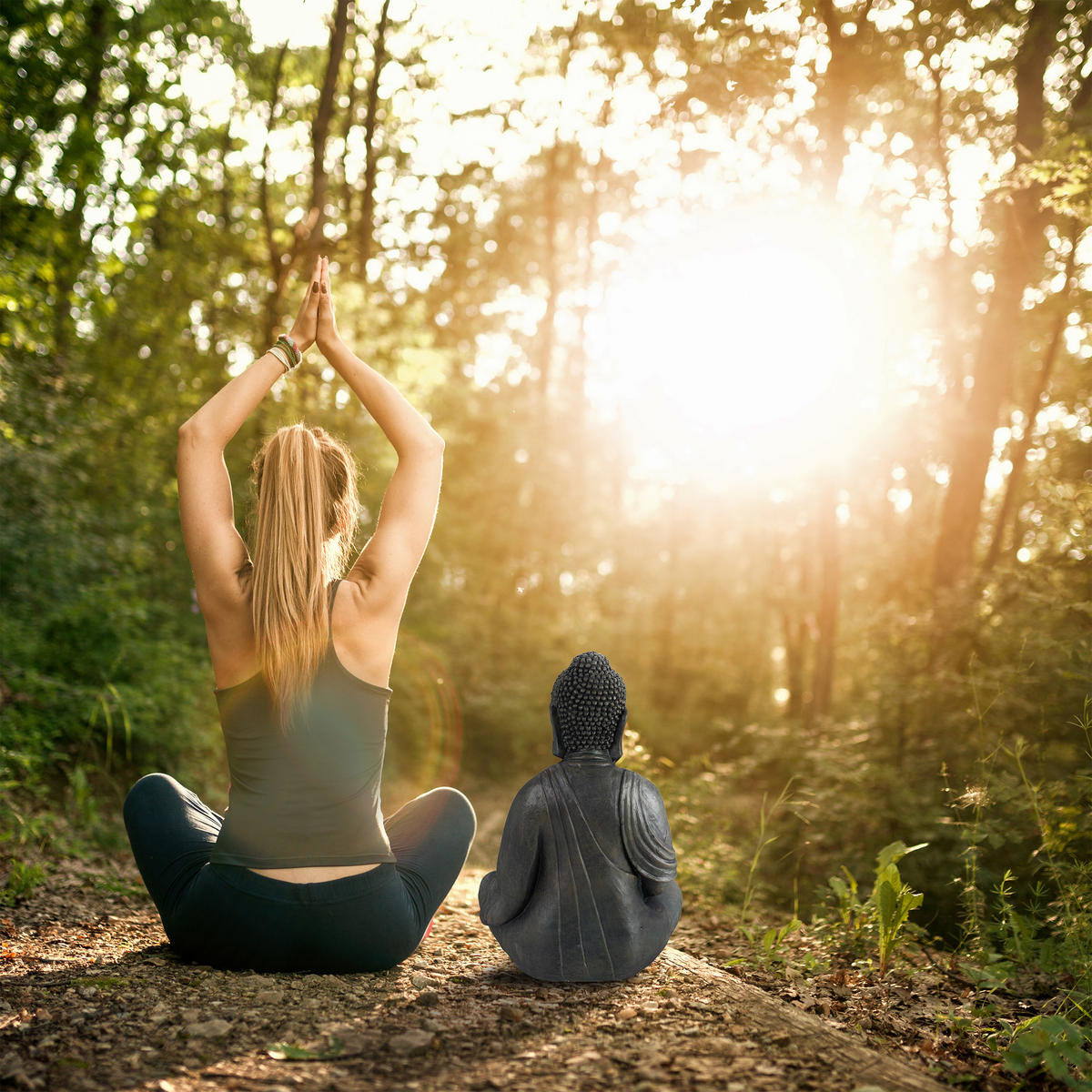 BUDDHA Figur - Anthrazit, Kunststoff (30/50/25cm) - Relaxdays