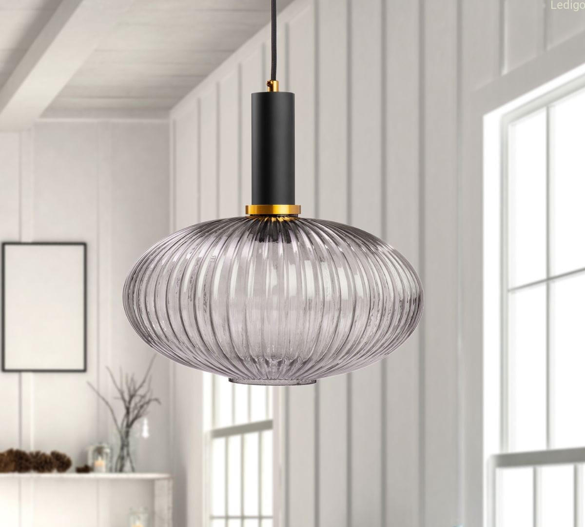 PENDELLEUCHTE Paris - Anthrazit/Goldfarben, Glas/Metall (30/30/117cm) - kiki design