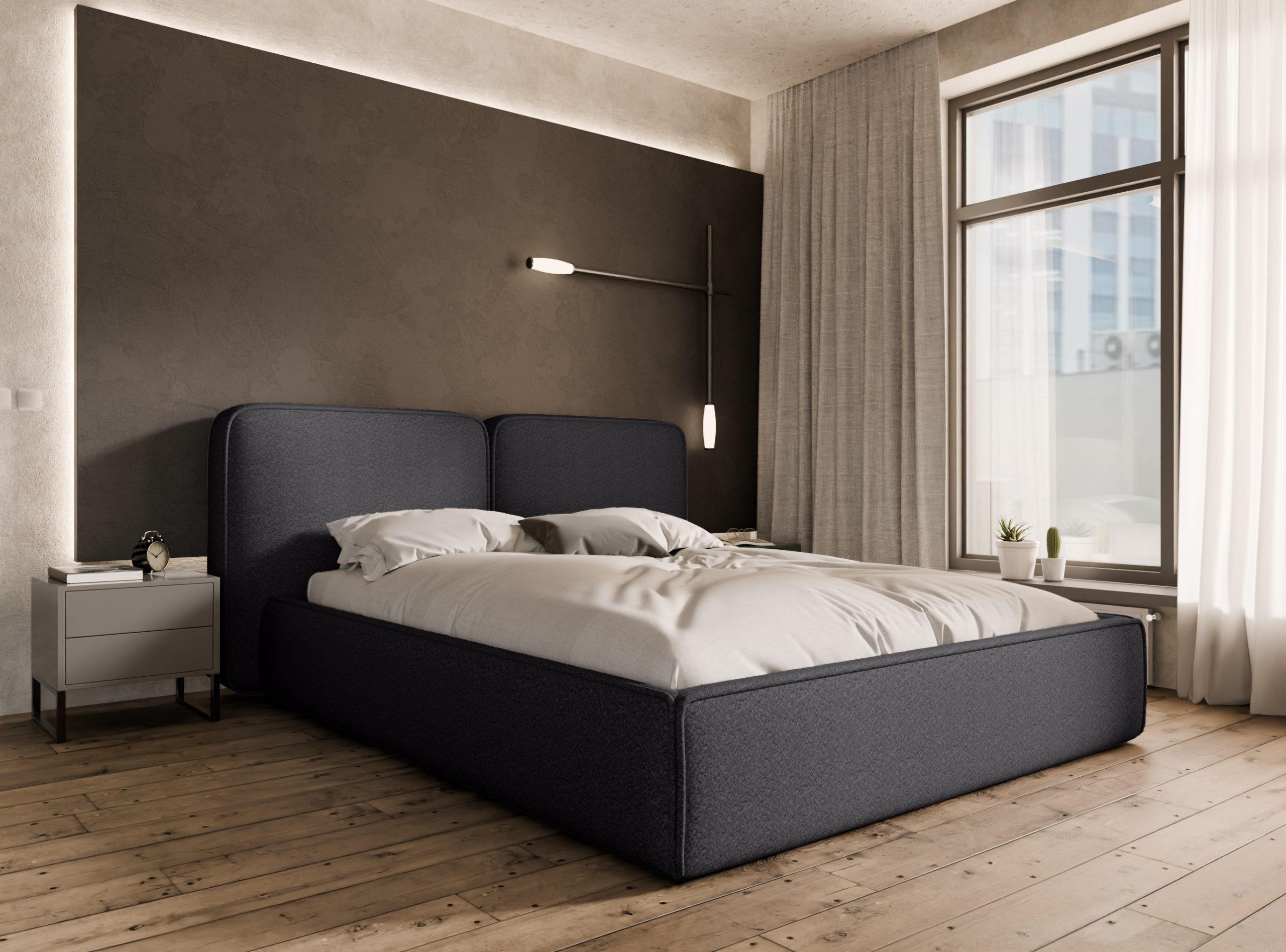 POLSTERBETT Lauga 200x200 cm, Graphit - Graphitfarben, Textil (200/200cm) - Fedve