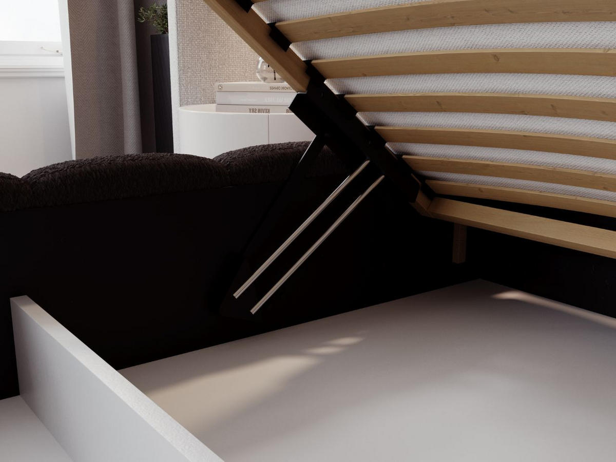 POLSTERBETT Modo 180x200 Bouclé-Stoff Schwarz - Schwarz, Textil (180/200cm) - Graingold