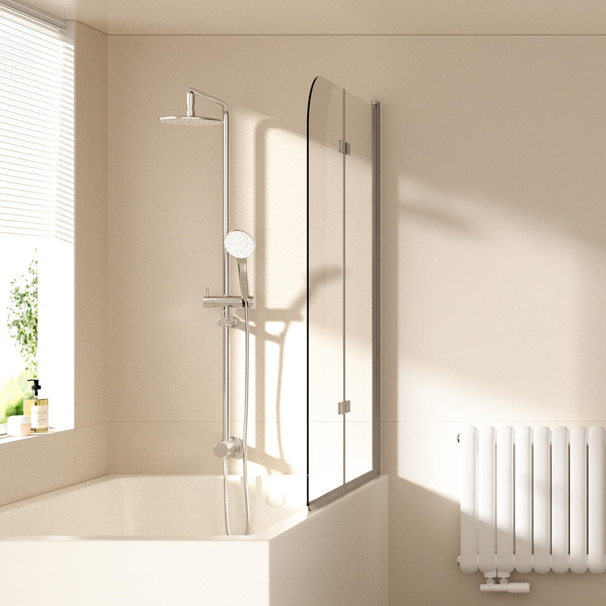 DUSCHWAND für Badewannen Faltbar mit Schwenkfunktion 140/110 cm - Transparent, Glas (110/140cm) - EMKE