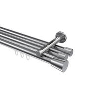 INNENLAUF-GARDINENSTANGEN-SET Siteno Sitra 200 cm, 3-läufig, 20 mm Ø Chrom - Chromfarben, Metall (200cm) - INTERDECO
