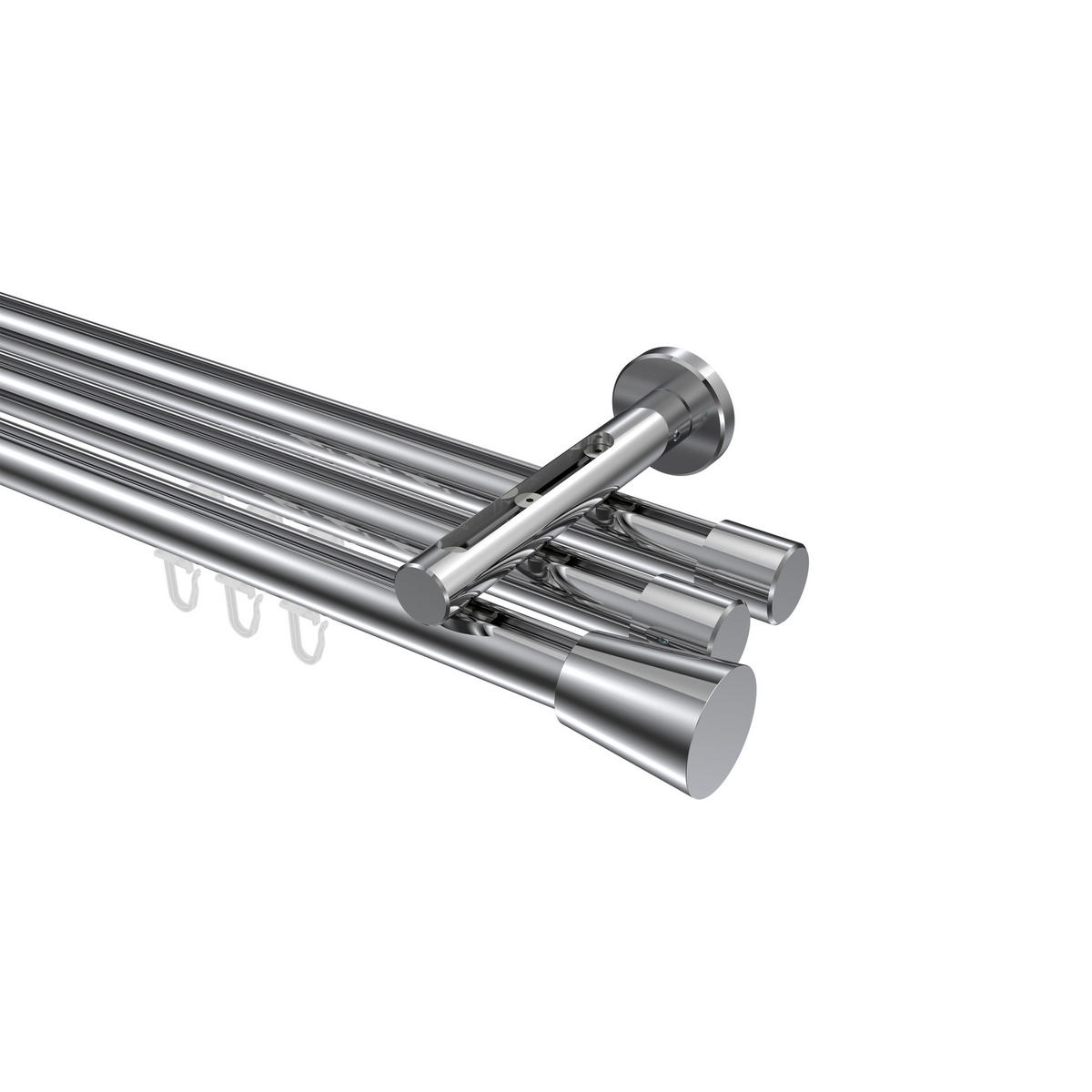 INNENLAUF-GARDINENSTANGEN-SET Siteno Sitra 200 cm, 3-läufig, 20 mm Ø Chrom - Chromfarben, Metall (200cm) - INTERDECO