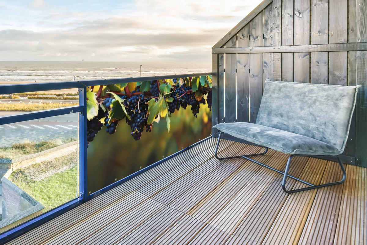 BALKON-SICHTSCHUTZ Trauben - Wein - Natur - Grün - Weinrot, Kunststoff (200/110cm) - MuchoWow