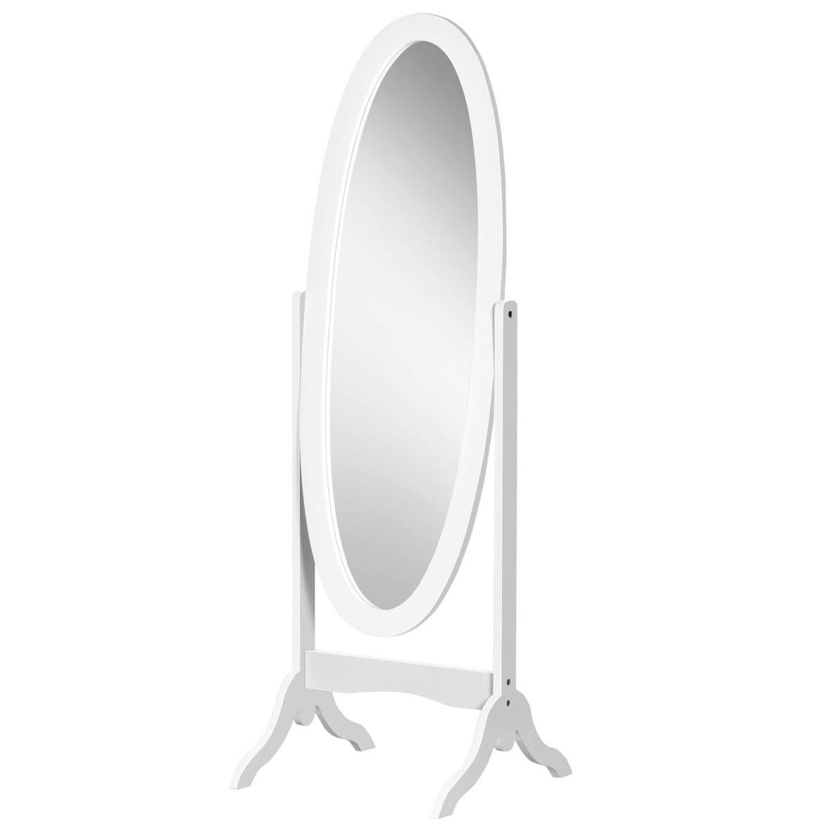 STANDSPIEGEL DE-17908 oval mit verstellbarem Winkel Weiß - Weiß, Holzwerkstoff (48/147/46cm) - ComfortXL