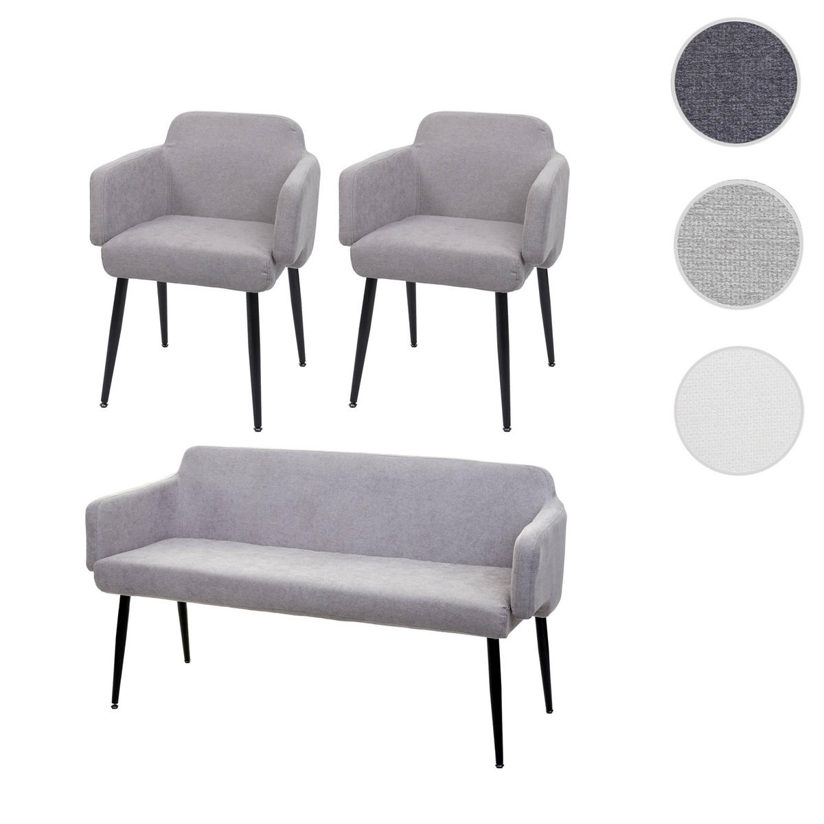 ESSZIMMER-SET Grau 3er-Set - Grau, Textil (133/77/56cm) - MCW