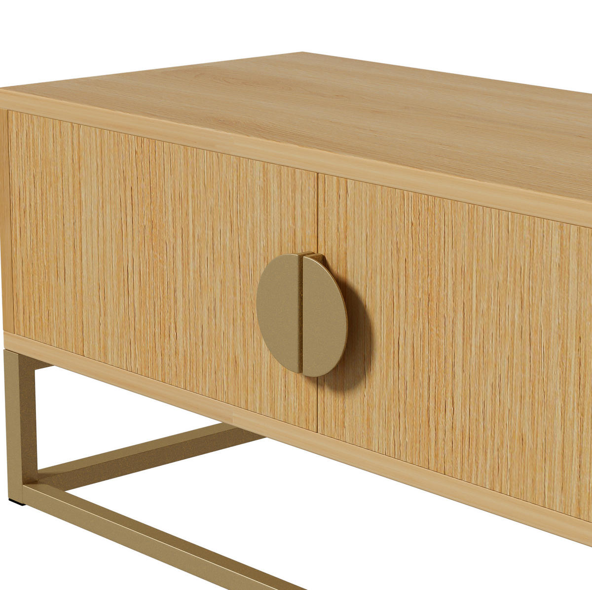 TV-BOARD aus MDF und Holzwerkstoff 180x40x40 cm Holzfarbe mit 4 Türen, Soft-Close und goldfarbenen Details - Braun, Holzwerkstoff (180/40/40cm) - Modfu