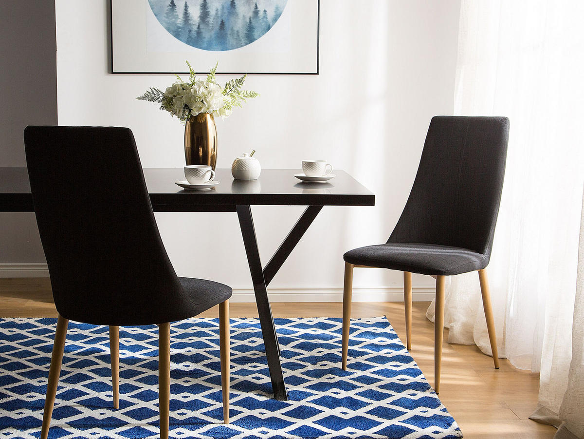 ESSZIMMERSTUHL 2er-Set Polsterbezug Schwarz Clayton - Schwarz, Textil/Metall (47/96/58cm) - Beliani