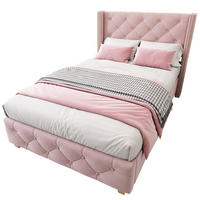 SAMT-POLSTERBETT 90/200 cm in Rosa mit Lattenrost und gepolstertem Kopfteil - Rosa, Textil (90/200cm) - BEAOK