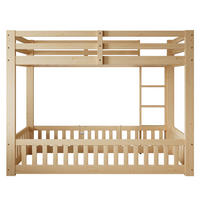 KINDERBETT Natur Liegefläche 90/200 cm, Etagenbett, Treppe, Absturzsicherung, Ohne Matratze - Naturfarben, Holz (90/200cm) - PANGIVO