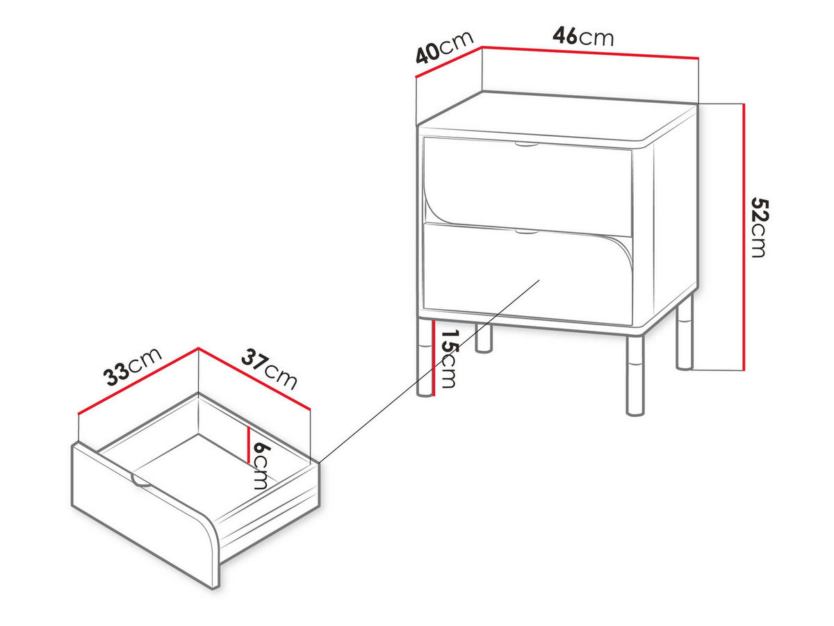 KINDER-NACHTTISCH Harmony HR07 - Kaschmir/Trüffeleichefarben, Holzwerkstoff/Kunststoff (46/52/40cm) - MIRJAN24
