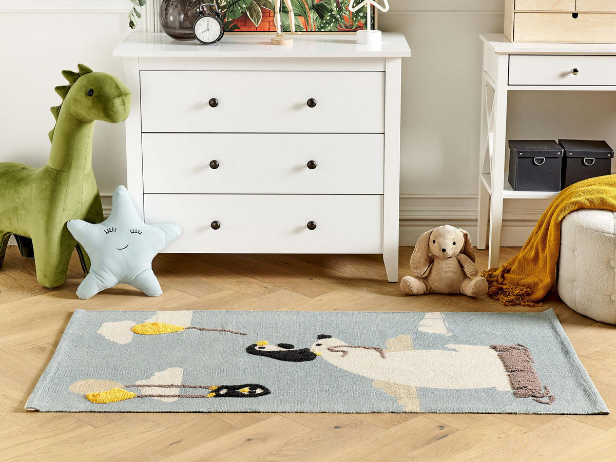 KINDERTEPPICH Barus 150/80 cm - Blau, Textil (80/150cm) - Beliani