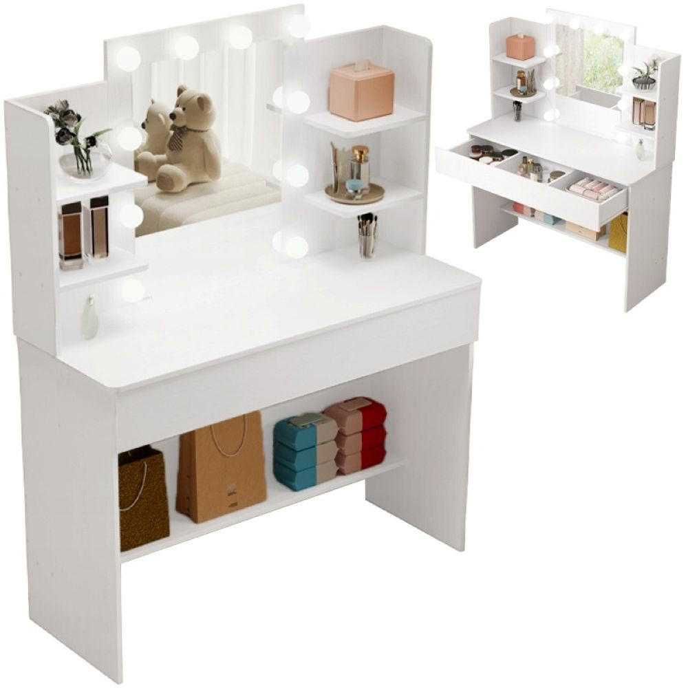 SCHMINKTISCH, weiß 40/41/30 cm - Weiß, Holzwerkstoff (122/13.2/46cm)