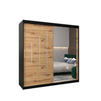 SCHWEBETÜRENSCHRANK 200/200/62 2-türig - Silberfarben/Schwarz, Holz/Kunststoff (200/200/62cm) - Abiks Möbel